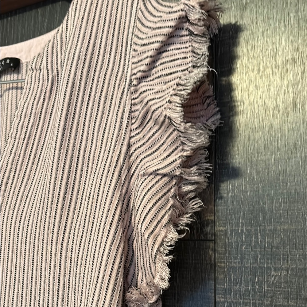 Striped V-Neck Ruffle Sleeve Dress - Neutral Stripe - Picture 3 of 5